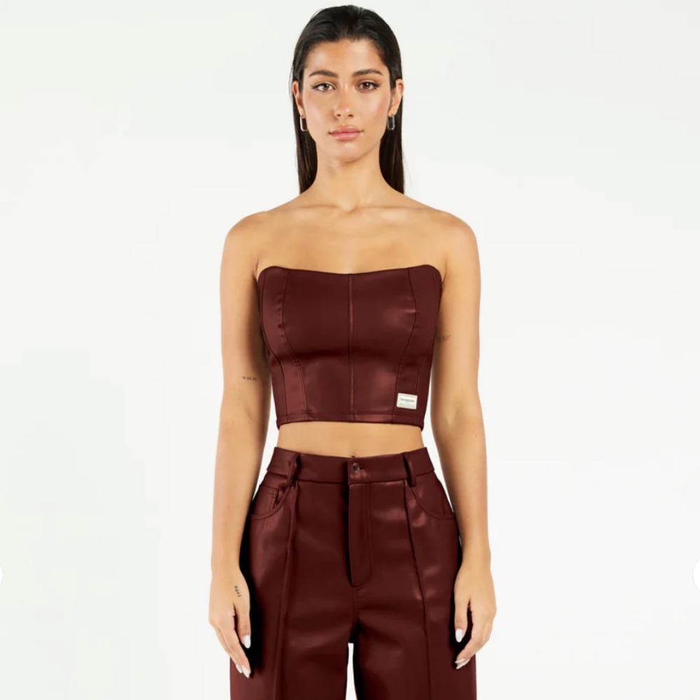 The Giving Movement Sustainable Blood Stone Pleather Bandeau Top 🤎